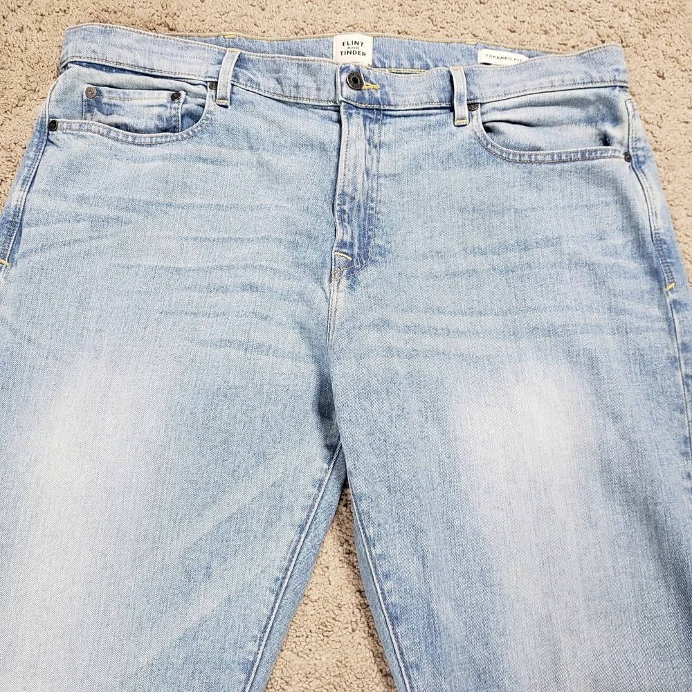Flint‎ and Tinder Jeans Men 38x34 (40x34) Tapered Fit Light Wash Stretch Denim